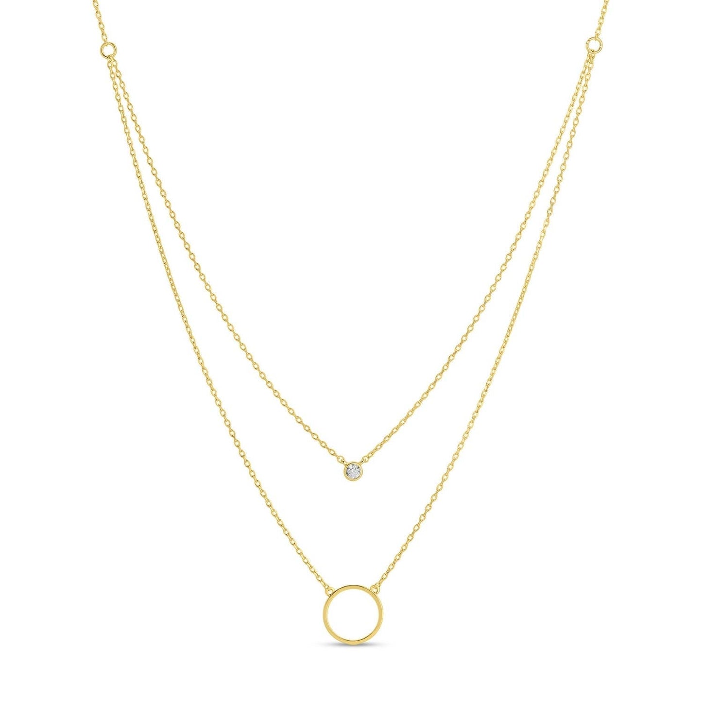 Gold Double Appeal Circle & Cz Necklace - Purpose + Passion Boutique
