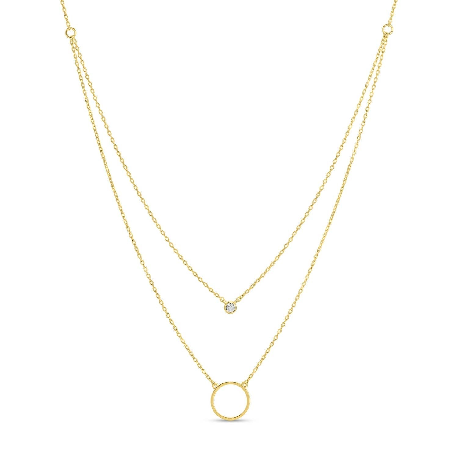 Gold Double Appeal Circle & Cz Necklace - Purpose + Passion Boutique
