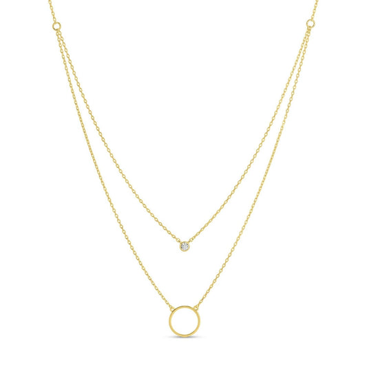 Gold Double Appeal Circle & Cz Necklace - Purpose + Passion Boutique