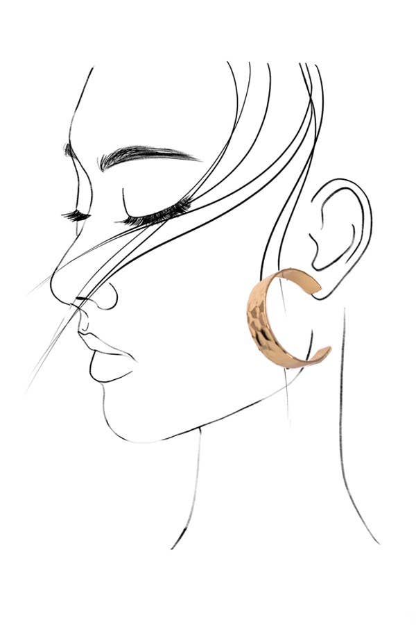 Gold Hammered Wide Hoops - Purpose + Passion Boutique