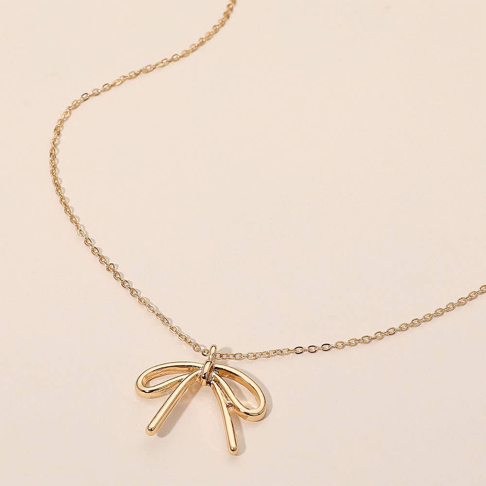 Gold Metal Bow Pendant Necklace - Purpose + Passion Boutique