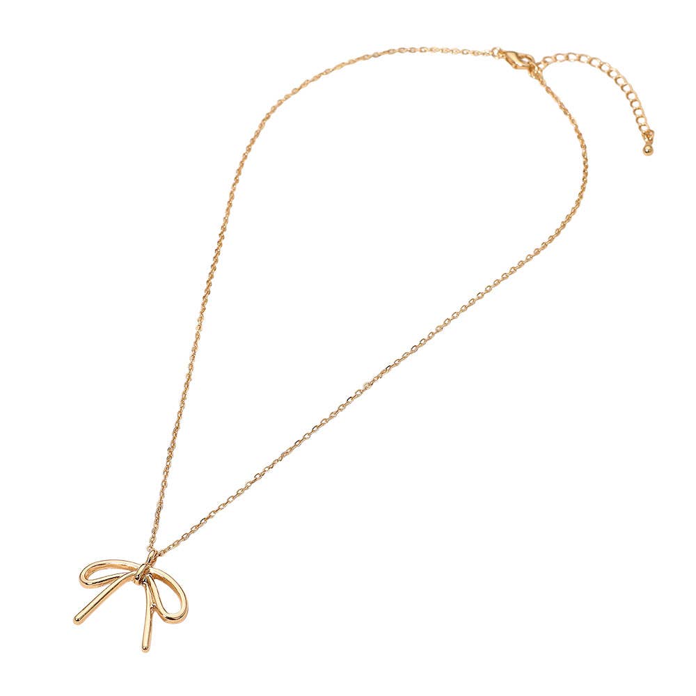 Gold Metal Bow Pendant Necklace - Purpose + Passion Boutique