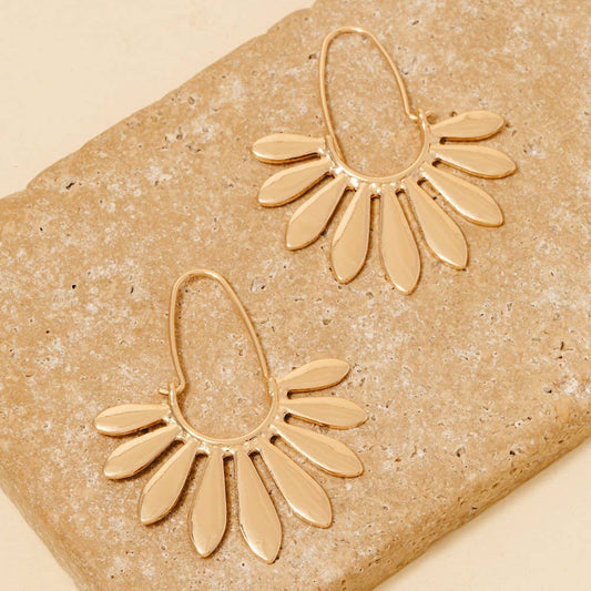 Gold Metallic Leaf Fringe Hoop Earrings - Purpose + Passion Boutique