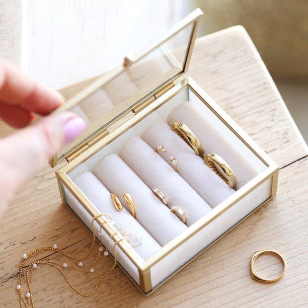 Gold Mini Glass Jewlery Box - Purpose + Passion Boutique