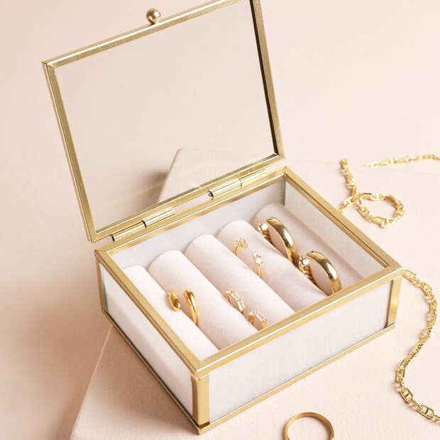 Gold Mini Glass Jewlery Box - Purpose + Passion Boutique