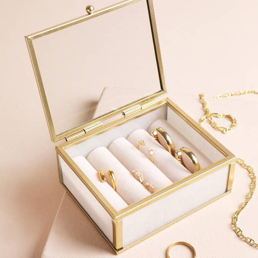 Gold Mini Glass Jewlery Box - Purpose + Passion Boutique