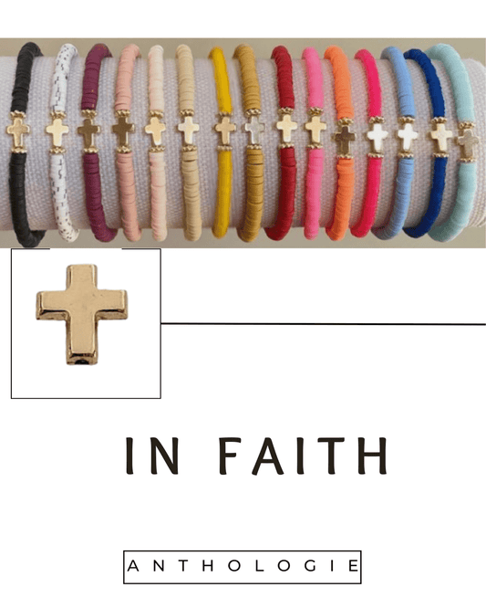 Golden Cross Polymer Clay Bracelet - Purpose + Passion Boutique
