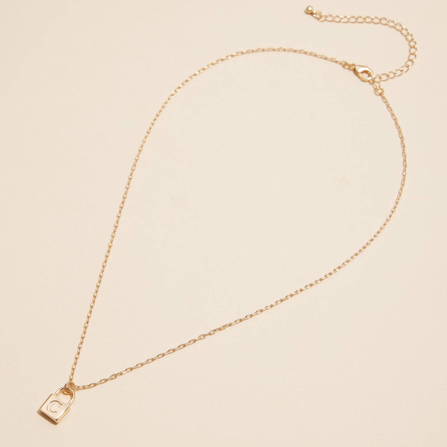 Golden Initial Lock Pendant Necklace - Purpose + Passion Boutique