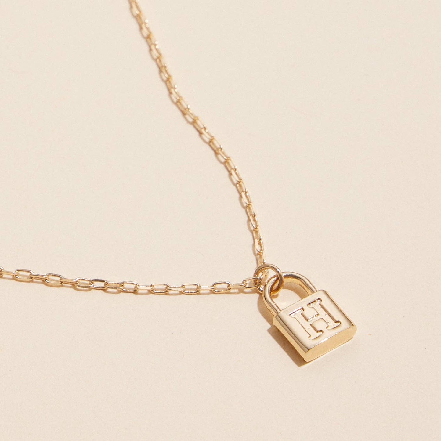 Golden Initial Lock Pendant Necklace - Purpose + Passion Boutique