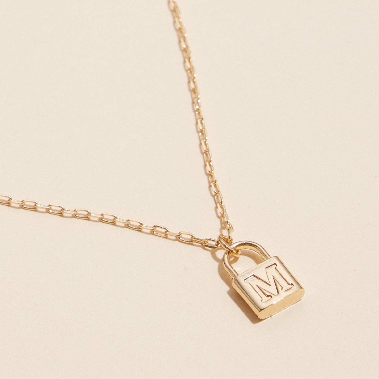 Golden Initial Lock Pendant Necklace - Purpose + Passion Boutique