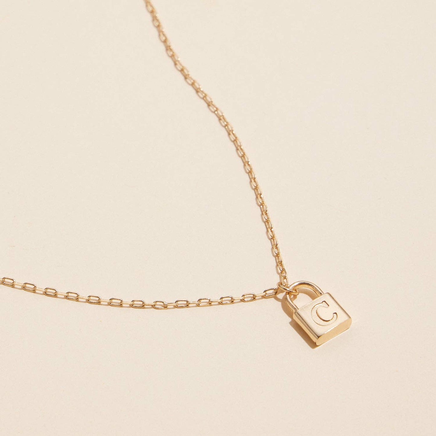 Golden Initial Lock Pendant Necklace - Purpose + Passion Boutique