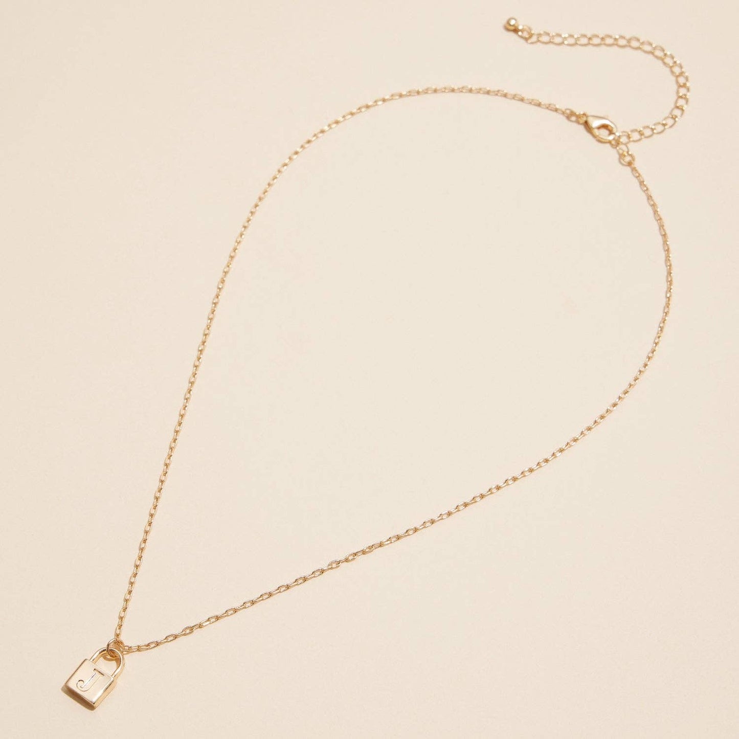 Golden Initial Lock Pendant Necklace - Purpose + Passion Boutique