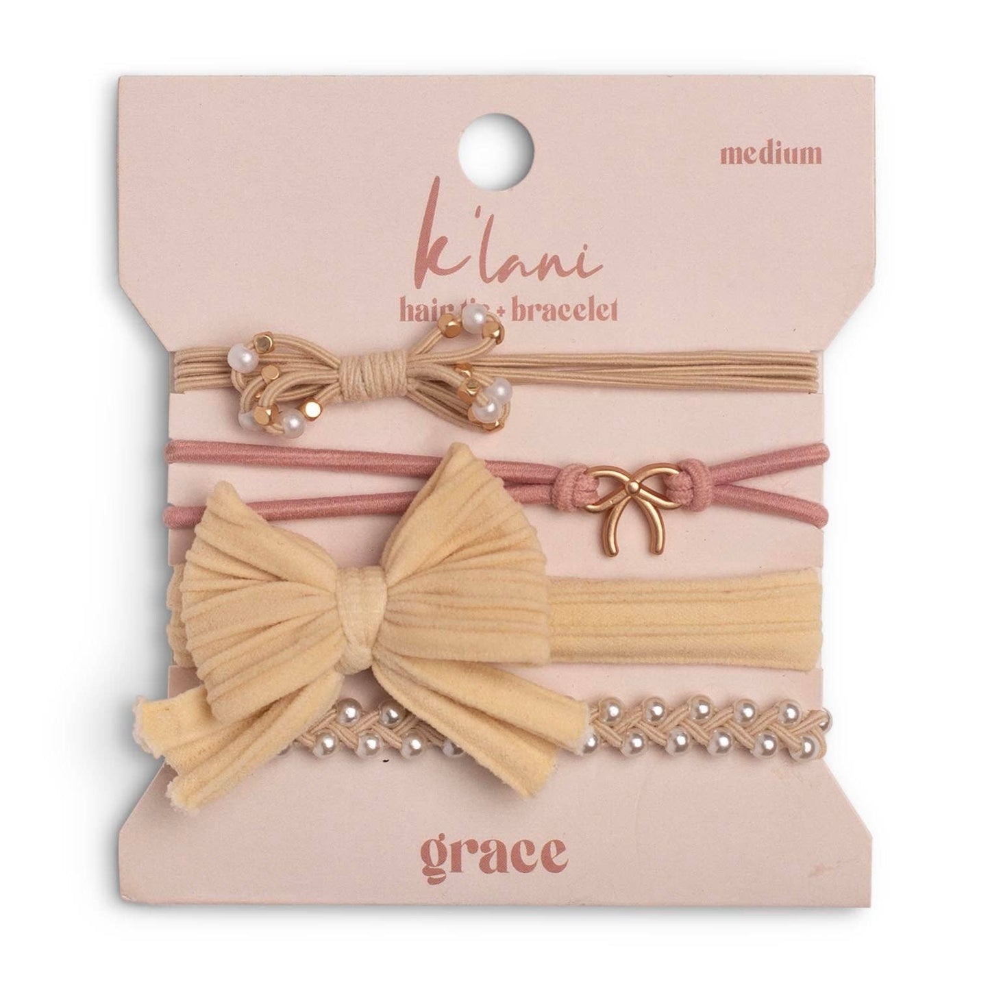 "Grace" - Pearls, Gold and Bows Hair Tie Bracelets - Purpose + Passion Boutique
