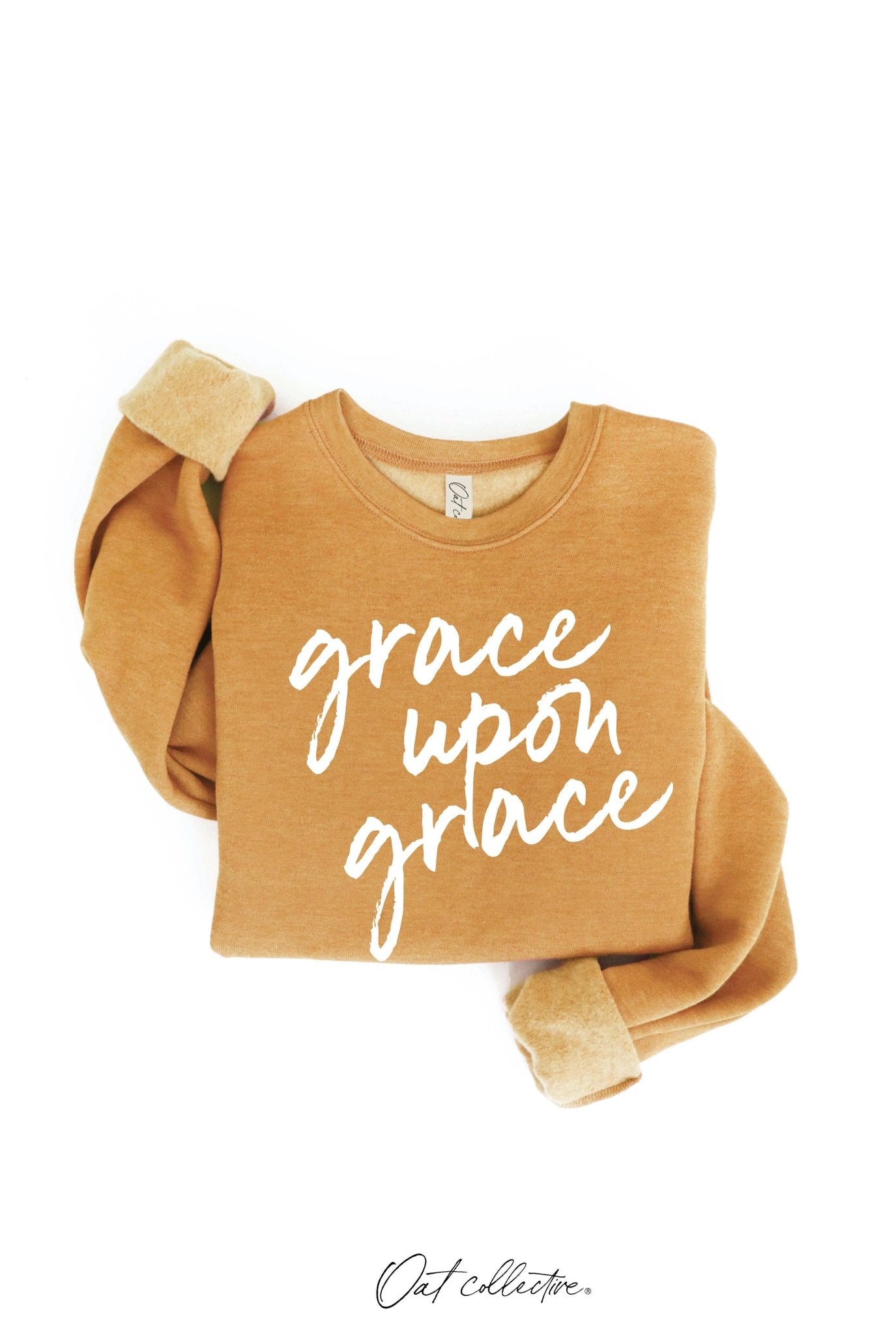 GRACE UPON GRACE Graphic Sweatshirt - Heather Mustard - Purpose + Passion Boutique