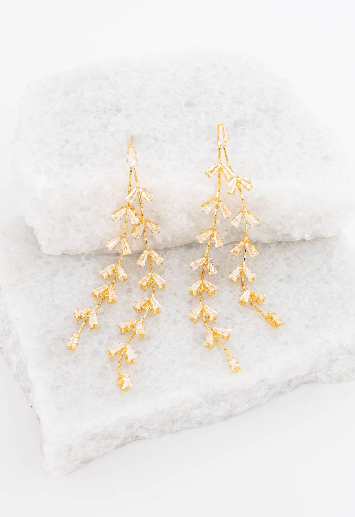 Graceful Willow Zircon & Gold Dangle Earrings - Purpose + Passion Boutique