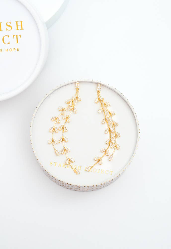 Graceful Willow Zircon & Gold Dangle Earrings - Purpose + Passion Boutique