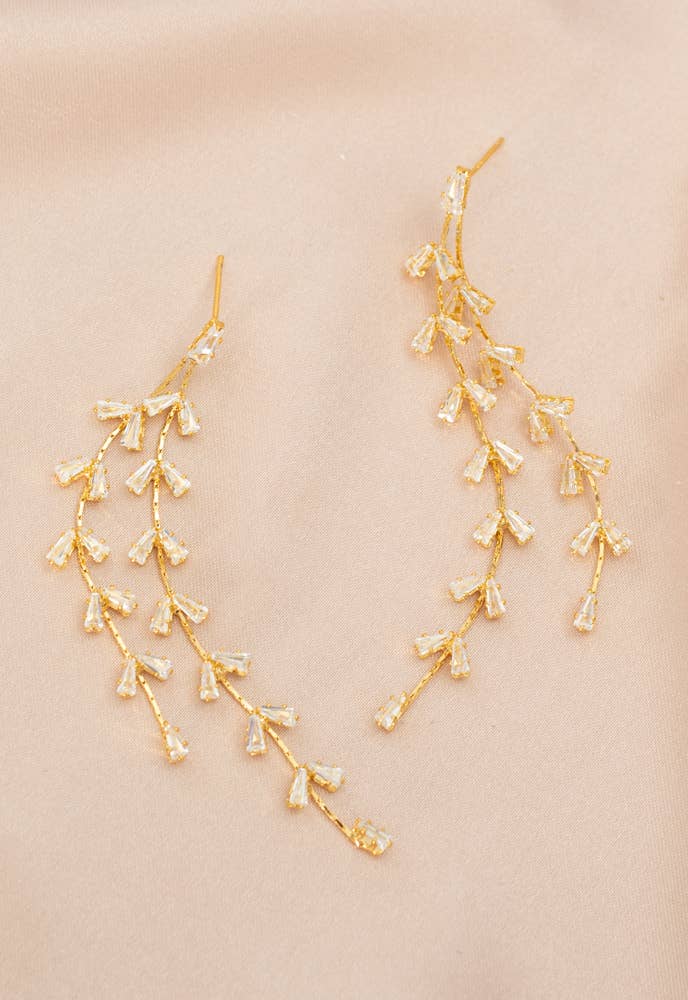 Graceful Willow Zircon & Gold Dangle Earrings - Purpose + Passion Boutique