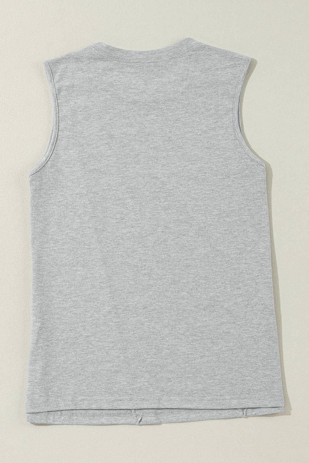 Gray Pleated Crewneck Tank Top - Purpose + Passion Boutique