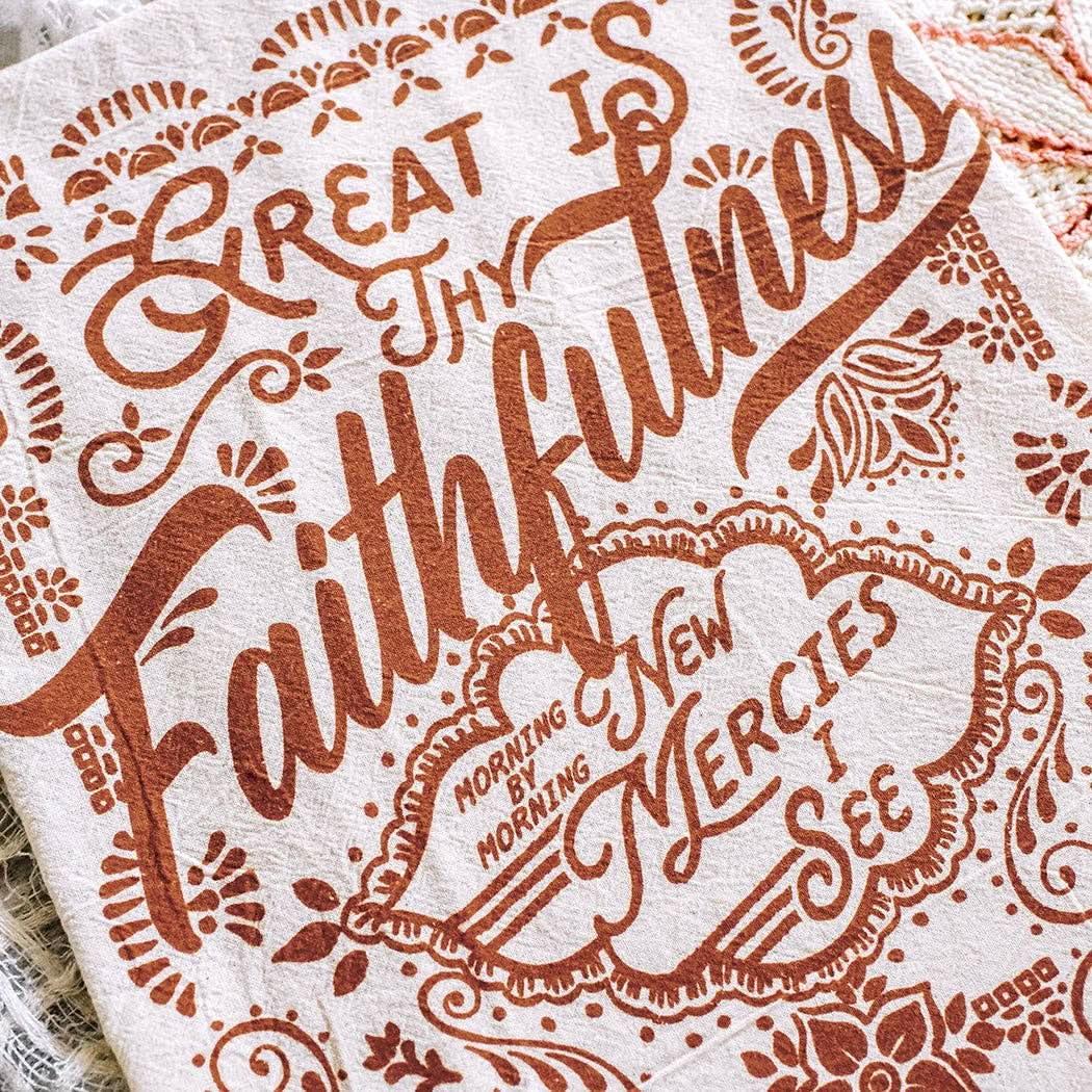 Great is Thy Faithfulness Script Hymn Tea Towel - Purpose + Passion Boutique