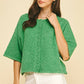 Green Button Down Short Sleeve Sweater - Purpose + Passion Boutique