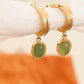 Green Dainty Round Stone Dangle Earring - Purpose + Passion Boutique
