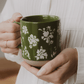 Green Floral Stoneware Coffee Mug - Purpose + Passion Boutique