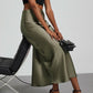 Green Glossy Mid Length Skirt - Purpose + Passion Boutique