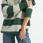 Green Oversized Striped Sweater - Purpose + Passion Boutique