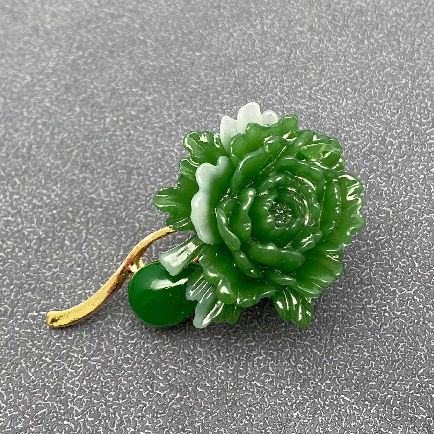Green Resin Peony Flower Brooch - Purpose + Passion Boutique