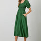 Green Smocked Cinched Bodice Midi Dress - Purpose + Passion Boutique