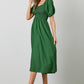 Green Smocked Cinched Bodice Midi Dress - Purpose + Passion Boutique