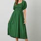 Green Smocked Cinched Bodice Midi Dress - Purpose + Passion Boutique