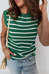 Green Stripe Crew Neck Sleeveless Sweater Vest - Purpose + Passion Boutique
