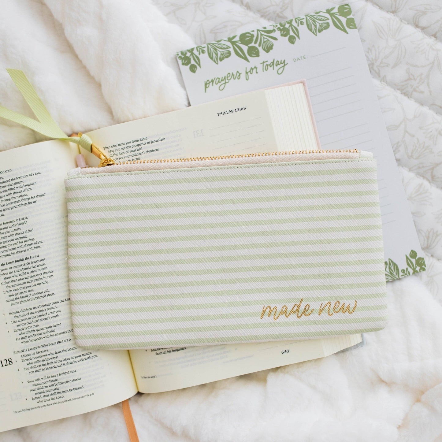 Green Stripe Made New Pencil Pouch - Purpose + Passion Boutique