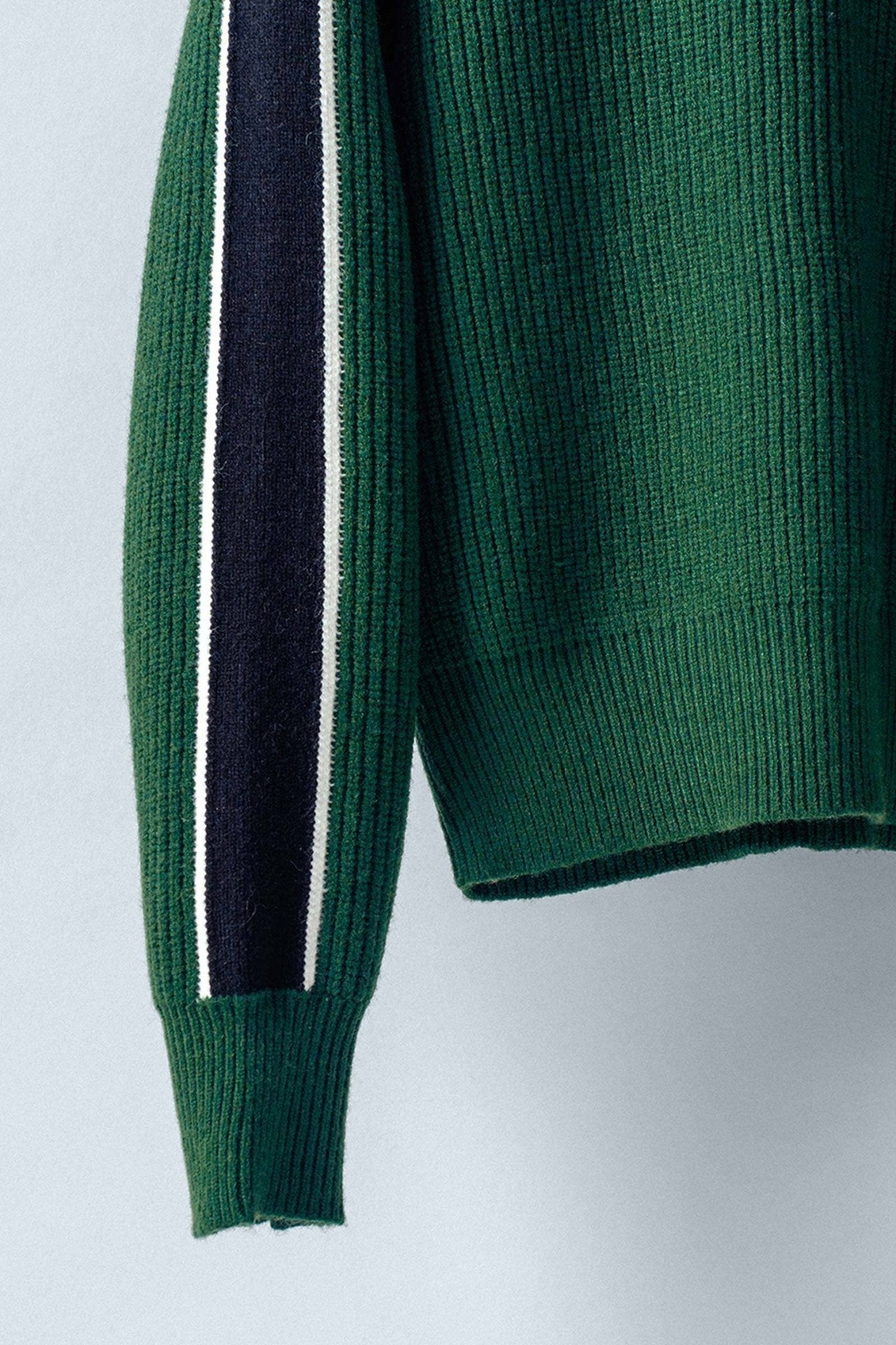 Green/Black/Cream Contrast Stripe Ribbed Sweater - Purpose + Passion Boutique
