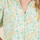 Green/Yellow Floral Eyelet Lace Button Up Blouse - Purpose + Passion Boutique