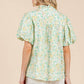 Green/Yellow Floral Eyelet Lace Button Up Blouse - Purpose + Passion Boutique