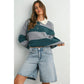 Grey / Teal Buttoned Striped Collared Long Sleeve Top - Purpose + Passion Boutique