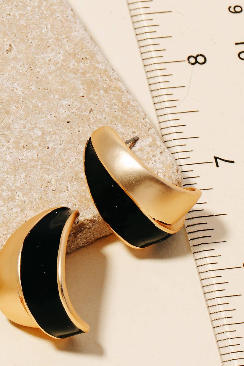 Half Epoxy Wide Metallic Hoop Earrings - Purpose + Passion Boutique