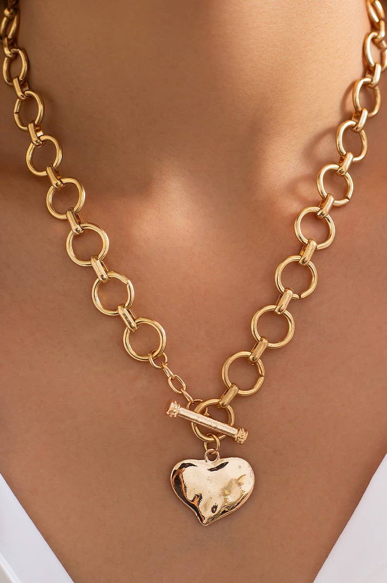 Hammered Heart Toggle Necklace - Purpose + Passion Boutique