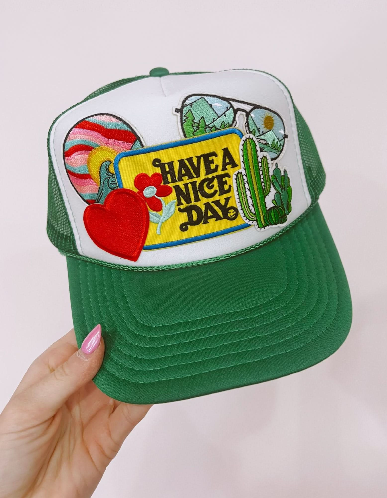 Have A Nice Day Custom Patch Trucker Hat - Purpose + Passion Boutique