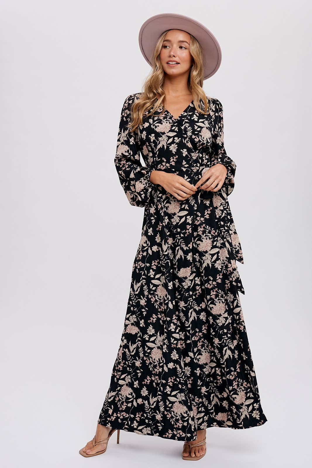 Hazelnut Floral Print Wrap Maxi Dress - Purpose + Passion Boutique