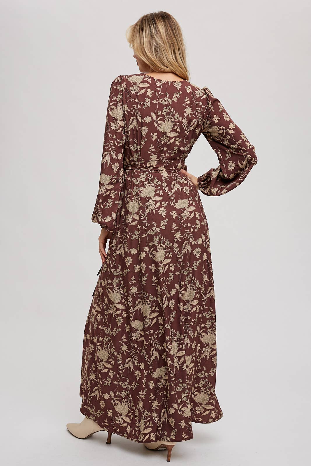 Hazelnut Floral Print Wrap Maxi Dress - Purpose + Passion Boutique