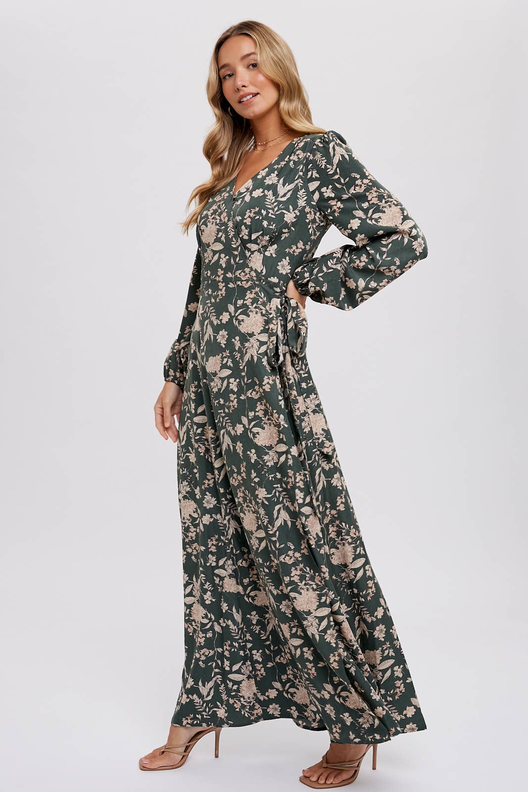 Hazelnut Floral Print Wrap Maxi Dress - Purpose + Passion Boutique