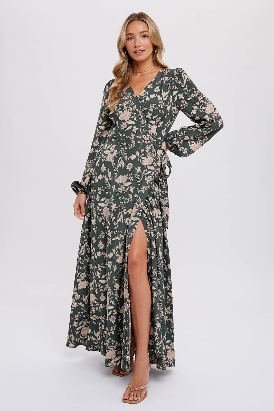 Hazelnut Floral Print Wrap Maxi Dress - Purpose + Passion Boutique