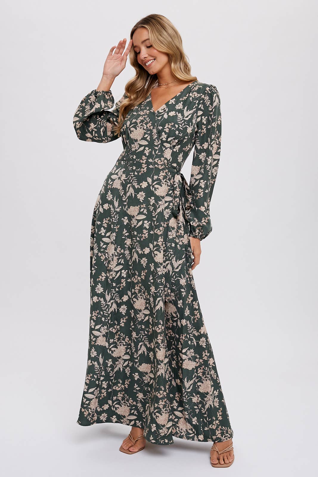 Hazelnut Floral Print Wrap Maxi Dress - Purpose + Passion Boutique