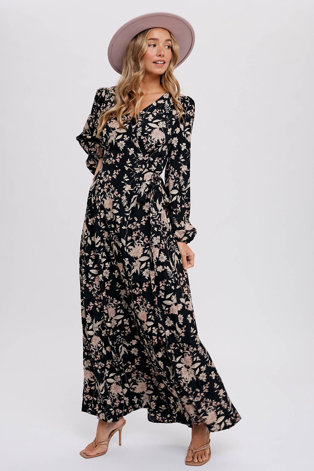 Hazelnut Floral Print Wrap Maxi Dress - Purpose + Passion Boutique