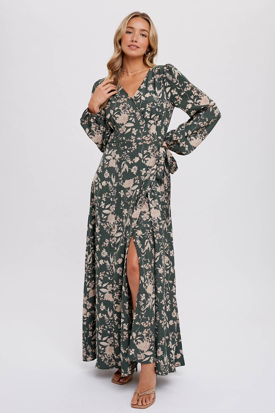 Hazelnut Floral Print Wrap Maxi Dress - Purpose + Passion Boutique