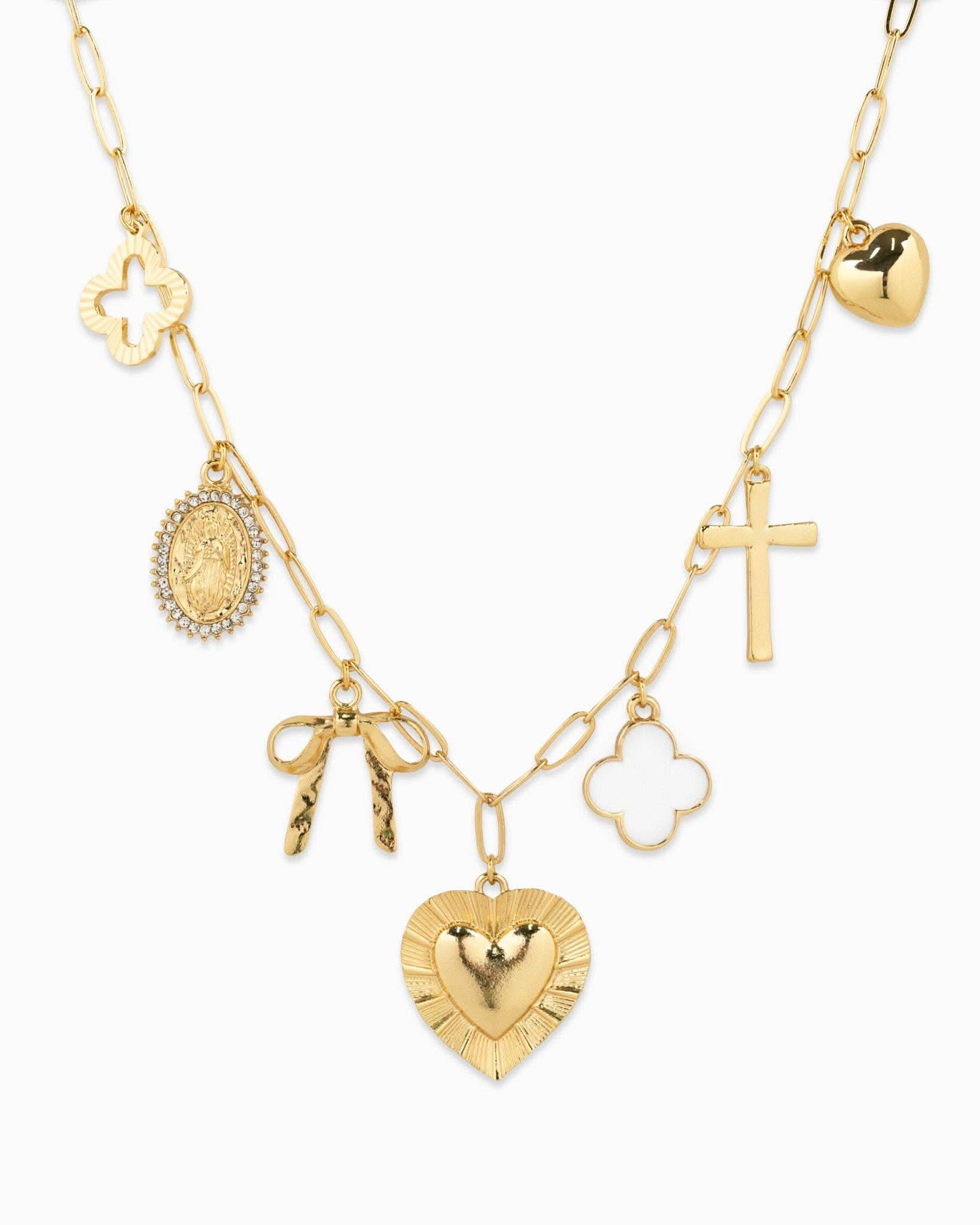 Heart Multi Gold Chunky Charm Necklace - Purpose + Passion Boutique