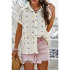 Heart Print Button Down Short Sleeve Loose Shirt - Purpose + Passion Boutique